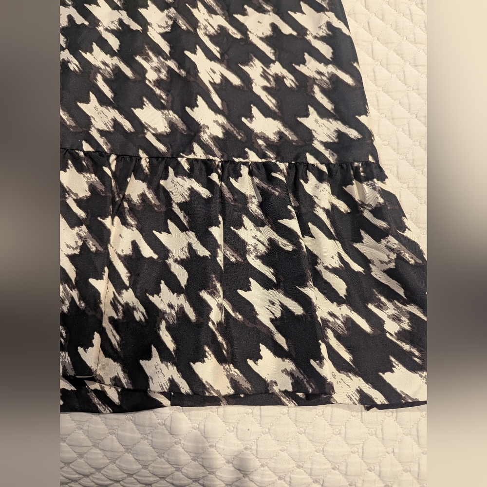 J. CREW Houndstooth 100% Silk Dress Size 6 Black/White - Picture 9 of 11